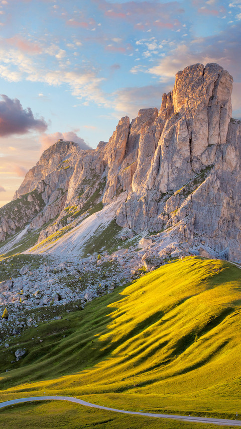 Fantastic sunset landscape, alpine pass and high mountains preview