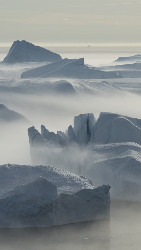 Icebergs in Fog on Sea Surface preview