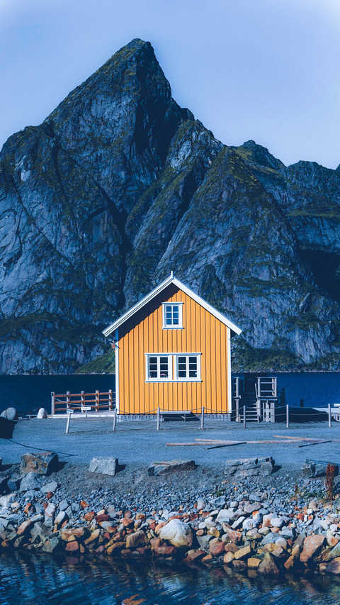 Yellow small house in norway preview