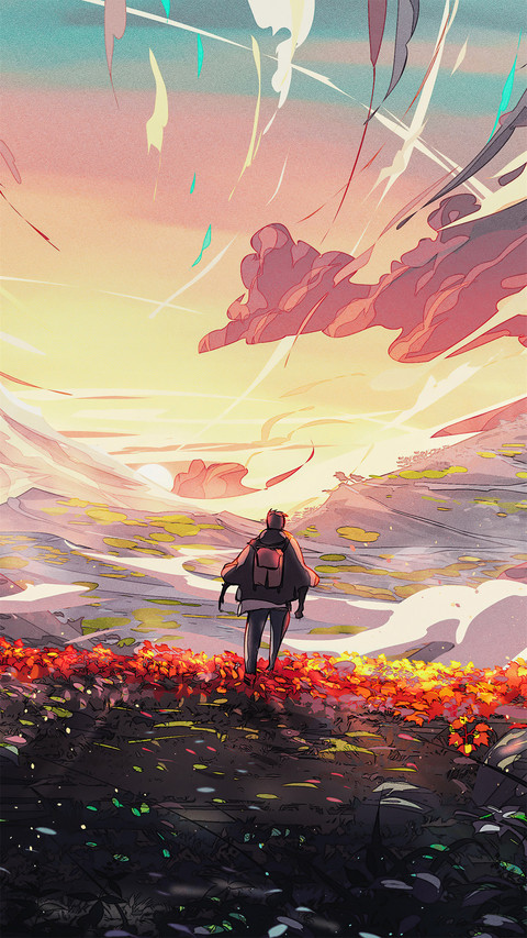 A Fantasy Boy Standing Alone in The Flower Field preview