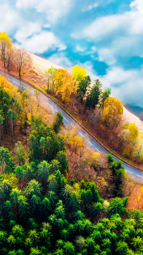 Aerial photography under the autumn sky preview