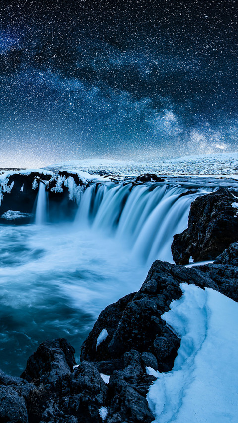 Glacier Waterfall Under The Stars preview