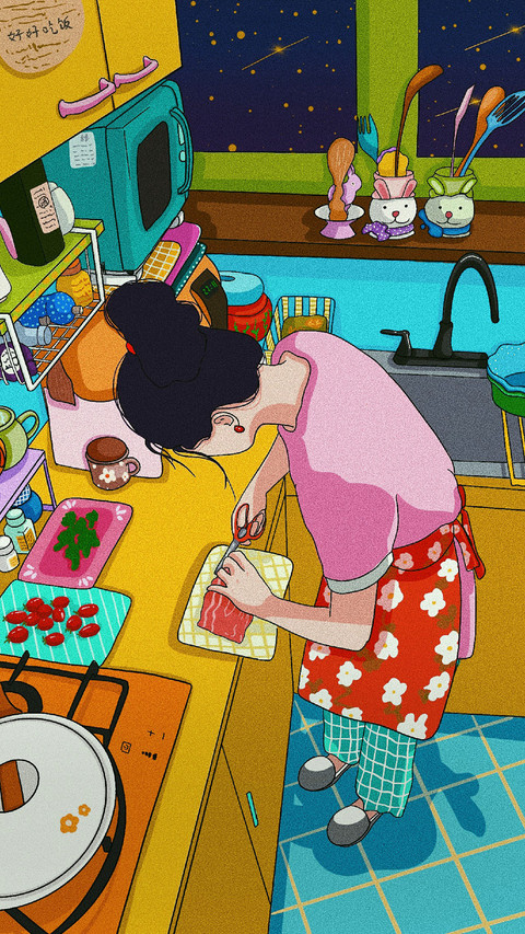 Woman is Preparing Dinner in The Kitchen preview