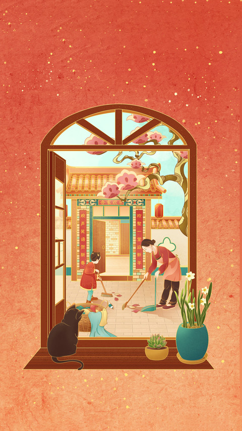 Painting on folk customs sending off poor days on the preview