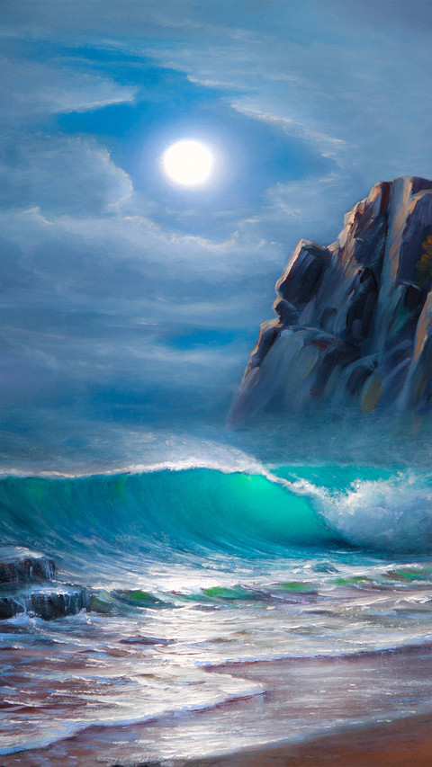 Oil painting by the sea preview