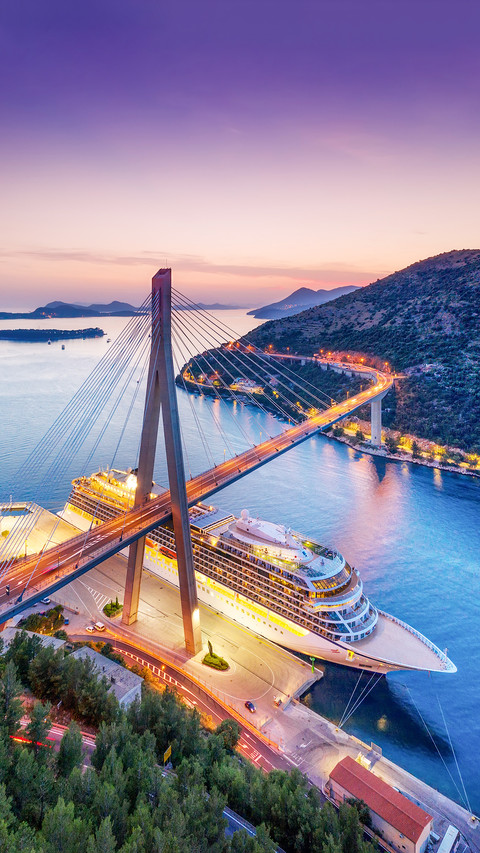 Aerial View at the Cruise Ship during Sunset preview