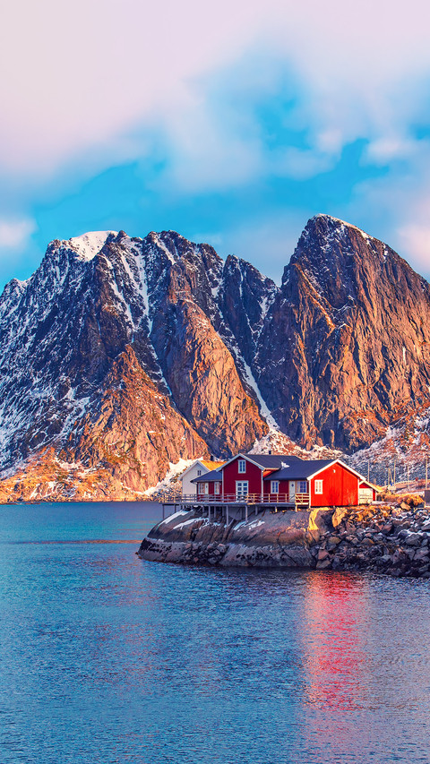 Morning view of the Hamnoy fishing village on Lofoten Island preview