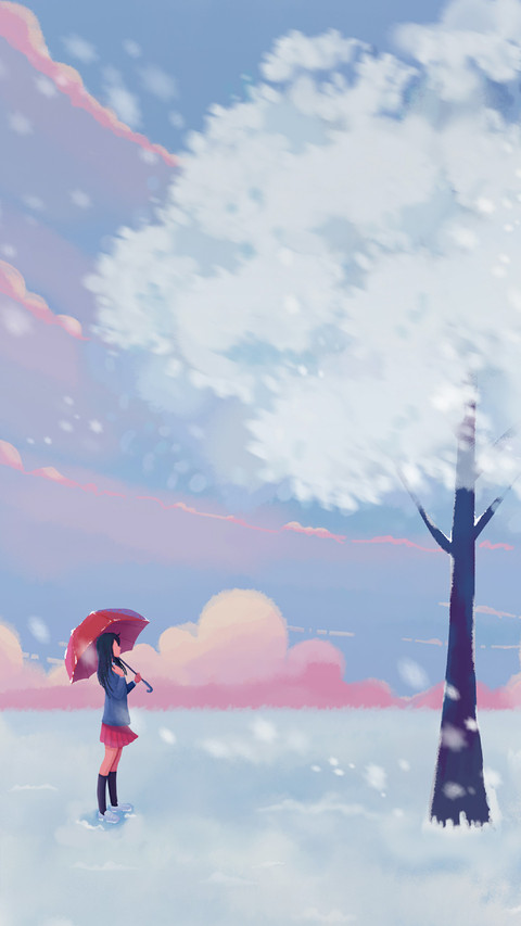 The Girl is Holding An Umbrella in The Snow preview