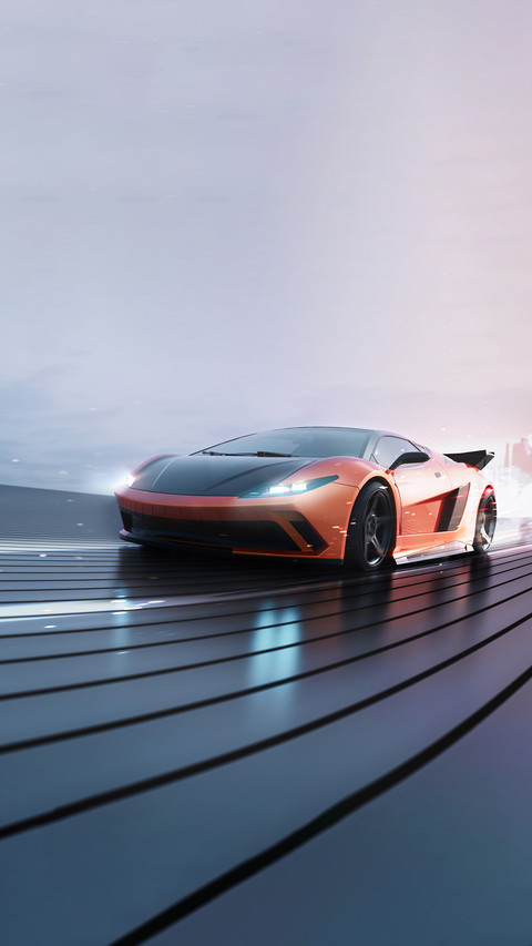 Fast luxury sports car speeding preview