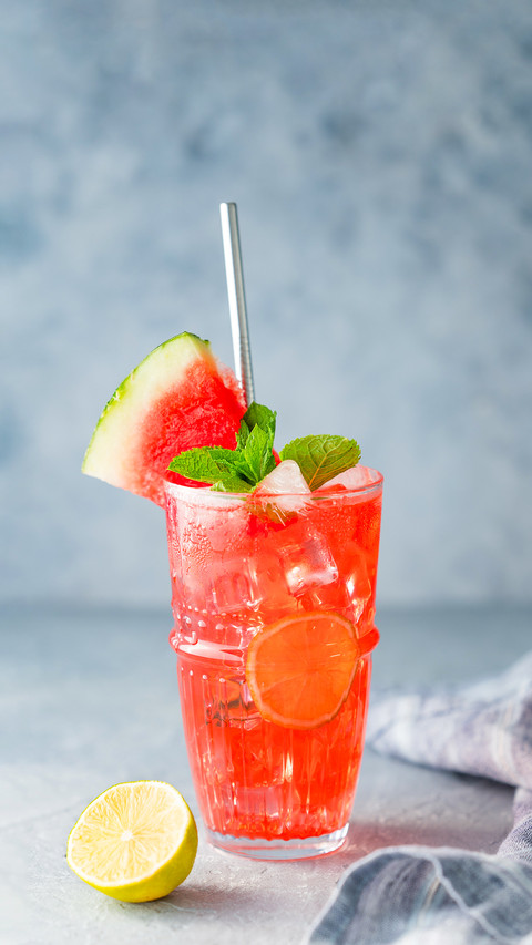 Fresh mojito cocktail with watermelon juice preview