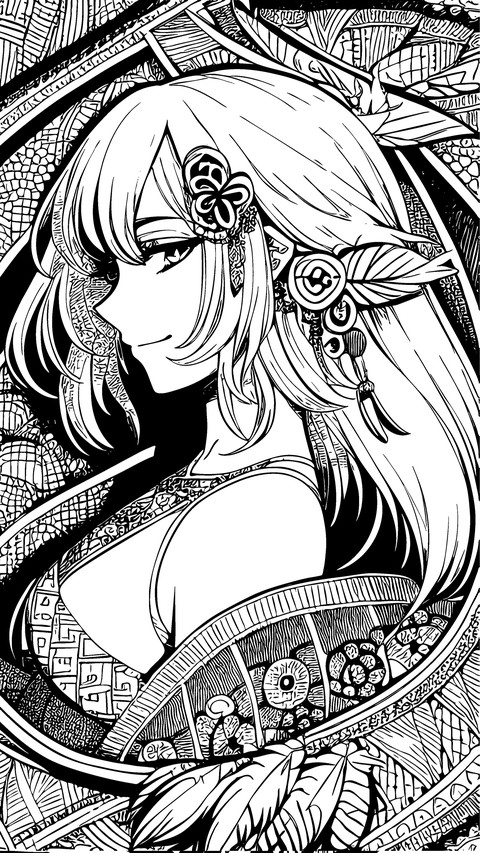 Black and white anime beauty illustration preview