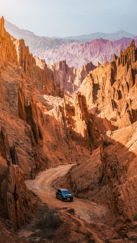 The car and the red stone forest preview