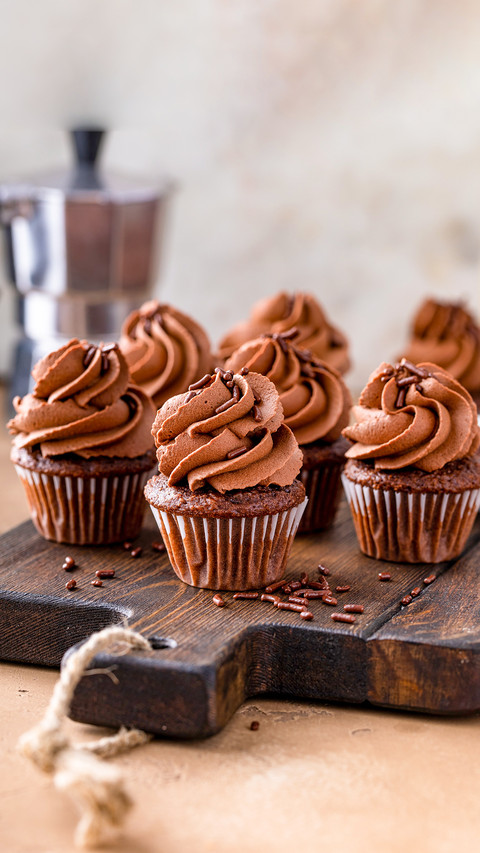 Dark chocolate cupcakes with chocolate ganache frosting preview