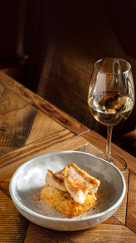 Grilled dorado fillet with garlic spicy herb sauce preview