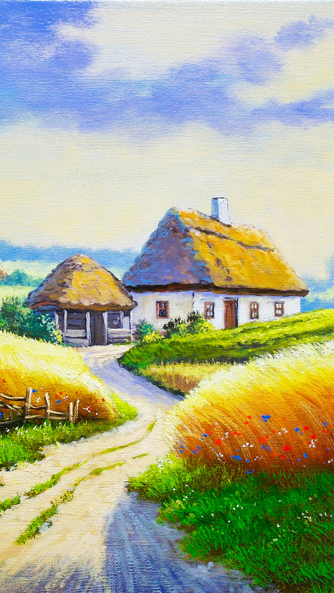 Rural Countryside Farmland Oil Painting preview