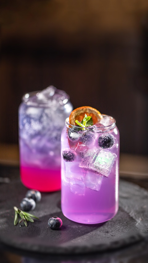 Purple Cocktails on the Dark Table preview