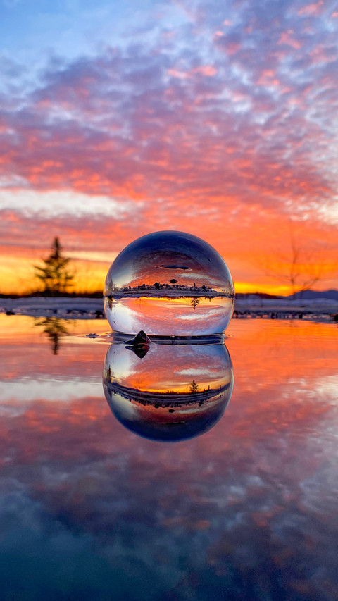 Beautiful sunset captured by the lens ball preview