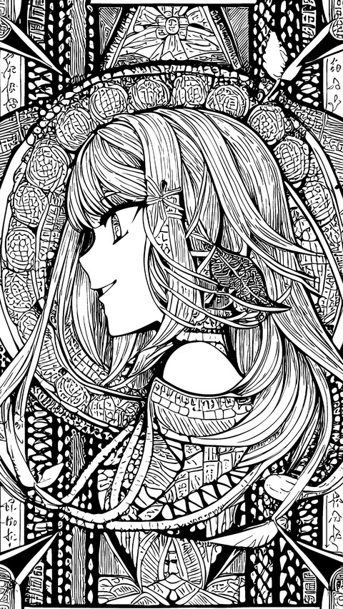 Black and white anime beauty illustration preview