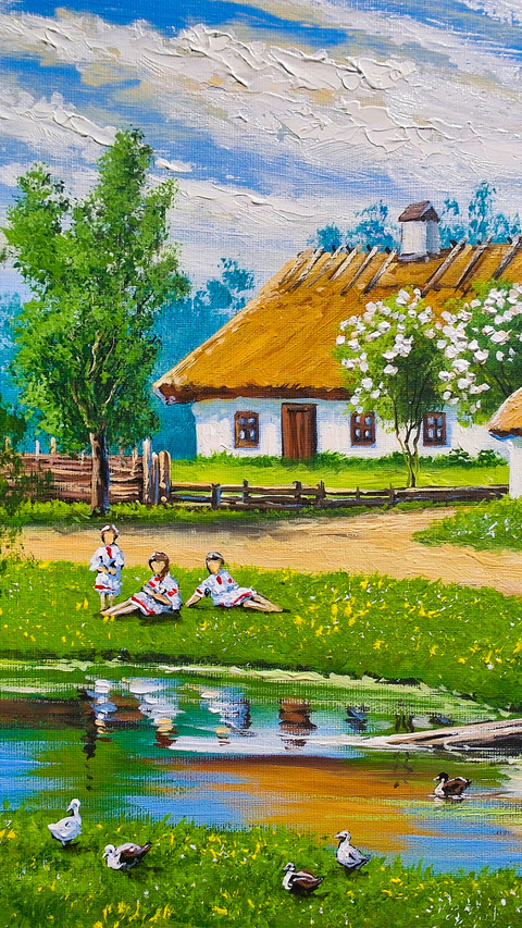 Rural Countryside Farmland Oil Painting preview