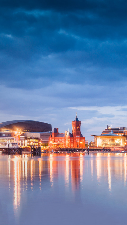 Pretty night time illuminations of the stunning Cardiff Bay preview