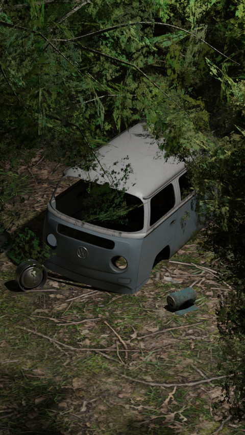 the car in forest preview