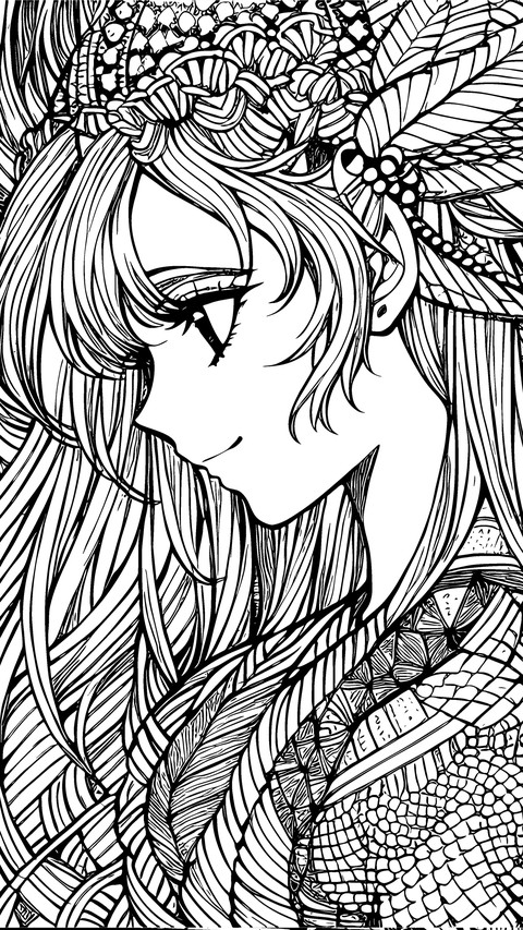 Black and white anime beauty illustration preview