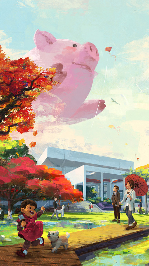 Flying Pig and Girl preview