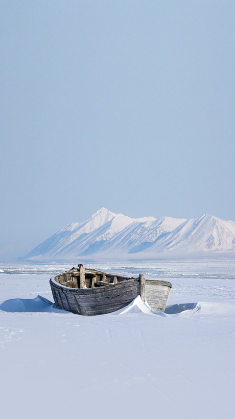 Arctic, frozen old wooden boat preview