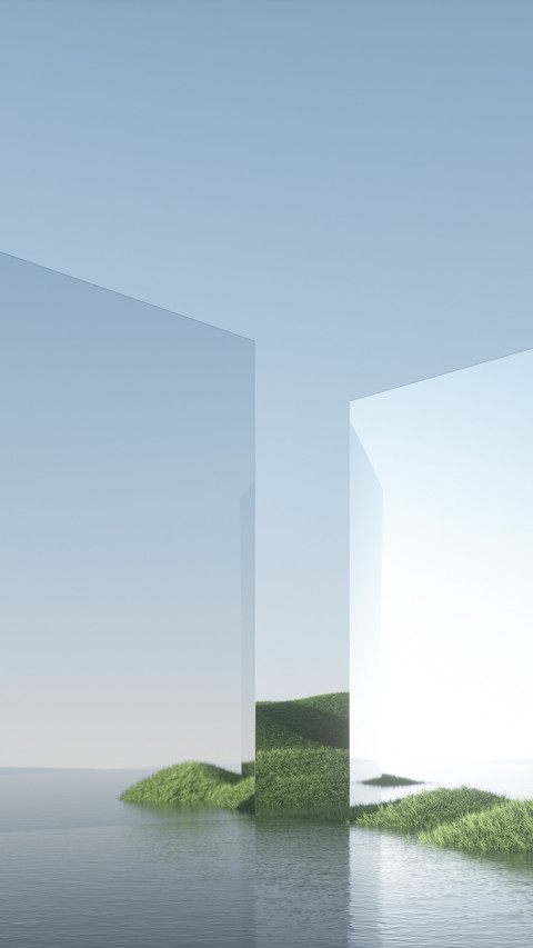 The serene scene of mountains and still waters preview