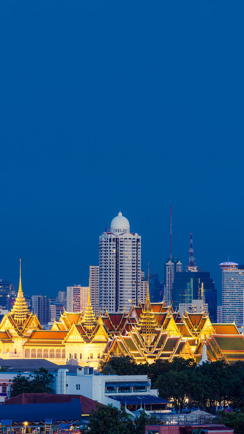 Grand palace and bangkok city in background preview