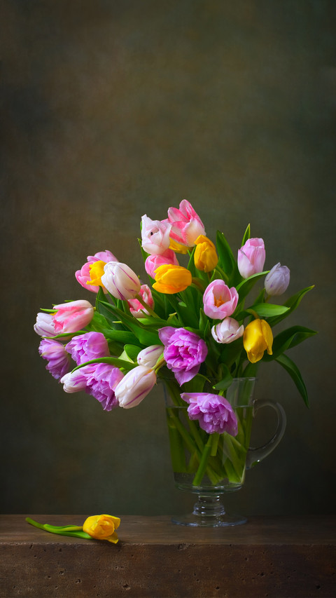 Still life with colorful tulips preview