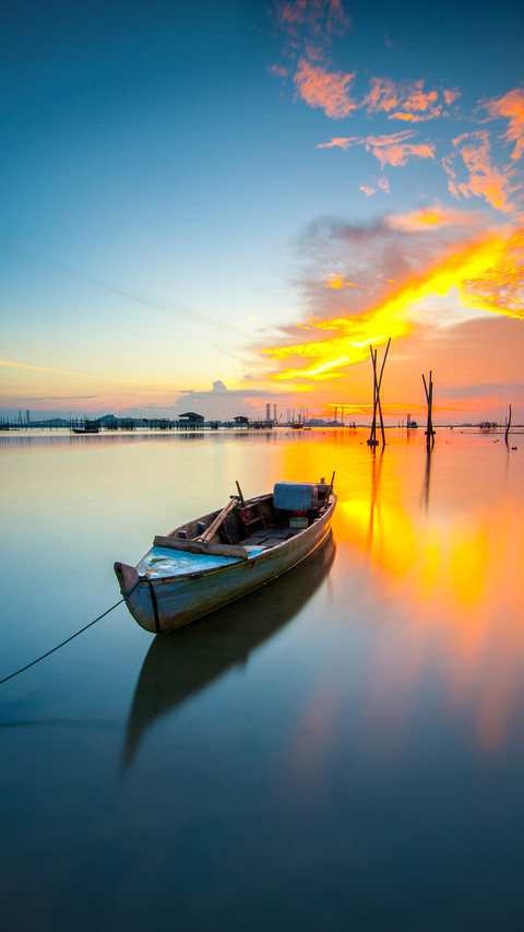 Traditional boat in fisherman village Batam Island preview