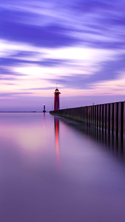 Lighthouse Sunrise Lake Michigan preview