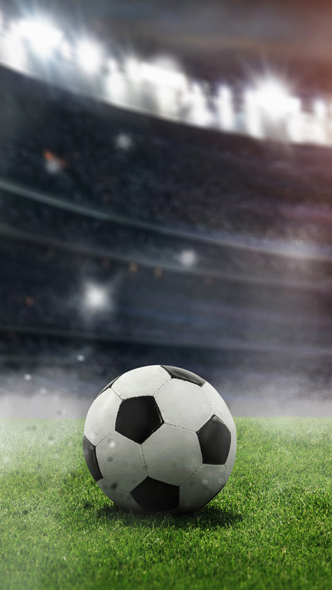 ball on the green field in soccer stadium preview