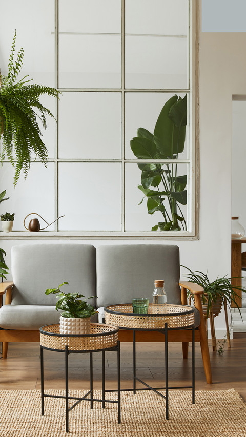 Living Room with Design Grey Sofa, Armchair and Coffee Table preview