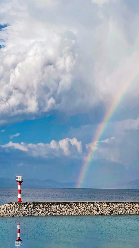 Saimai Lake lighthouse rainbow preview