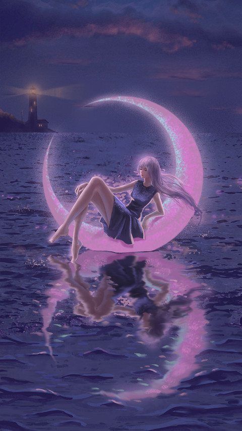 The figure under the sea and the moon preview