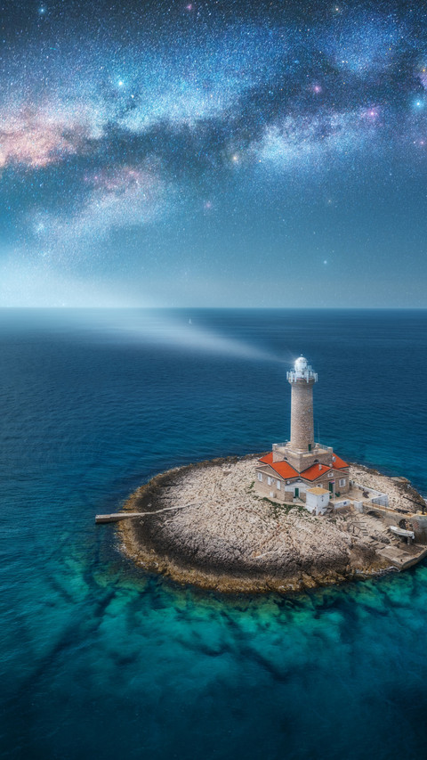 Lighthouse in the Night, Guiding Vessels with Its Beam preview