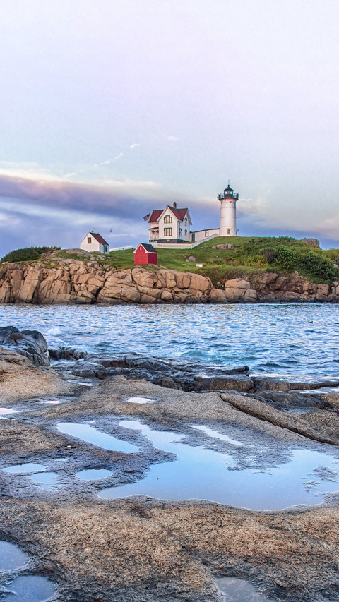 The Nubble Light just after sunset at Cape Neddick Maine preview