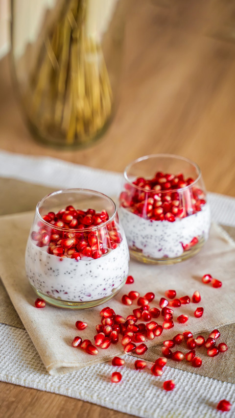 Dessert with chia seeds and pomegranate preview