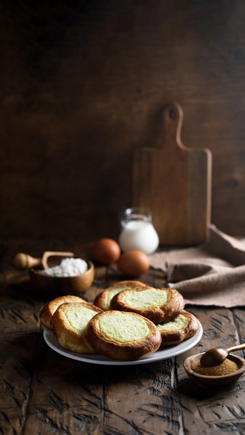 Homemade cottage cheese pastry on a white plate preview