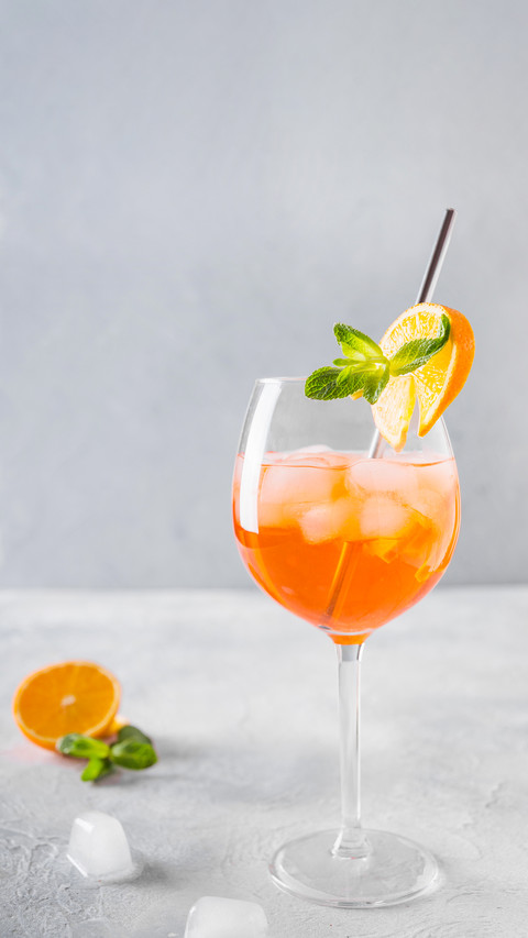 Classic Italian aperol spritz cocktail in wine glass preview