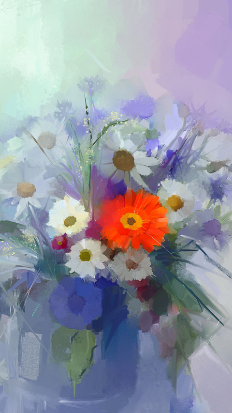 Flowers in spring oil painting colors preview