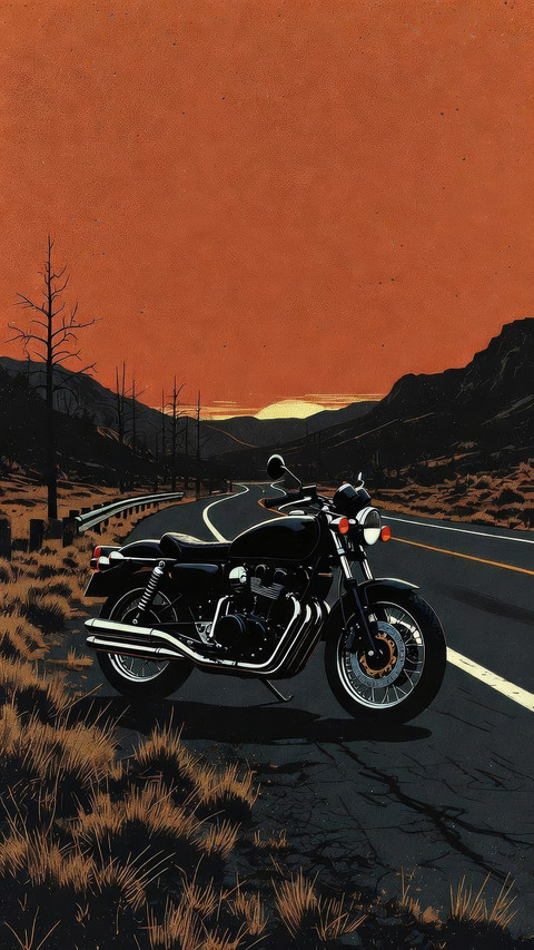 Desert sunset and motorcycle 2 preview