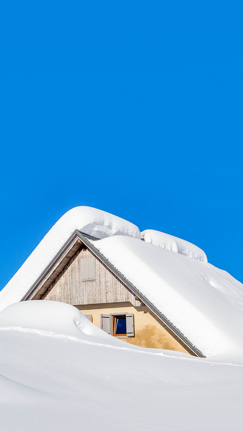 Winter landscape with tiny wooden house in Julian Alps preview