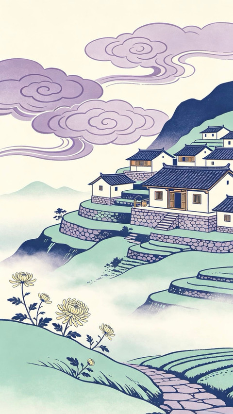 中式建筑风景画 preview