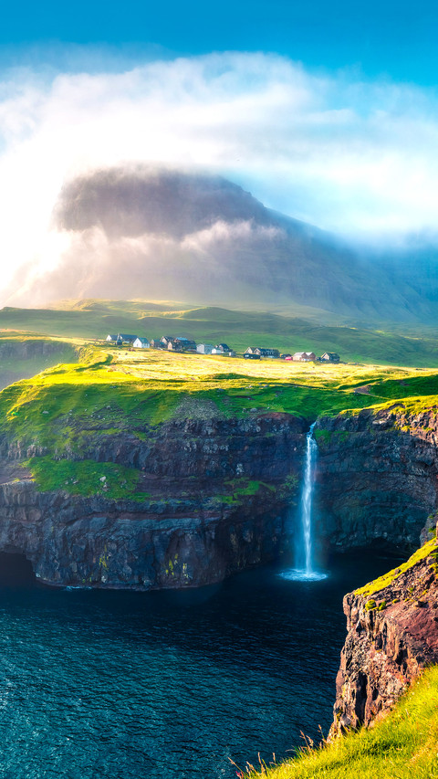 Gorgeous morning scene of Mulafossur Waterfall preview