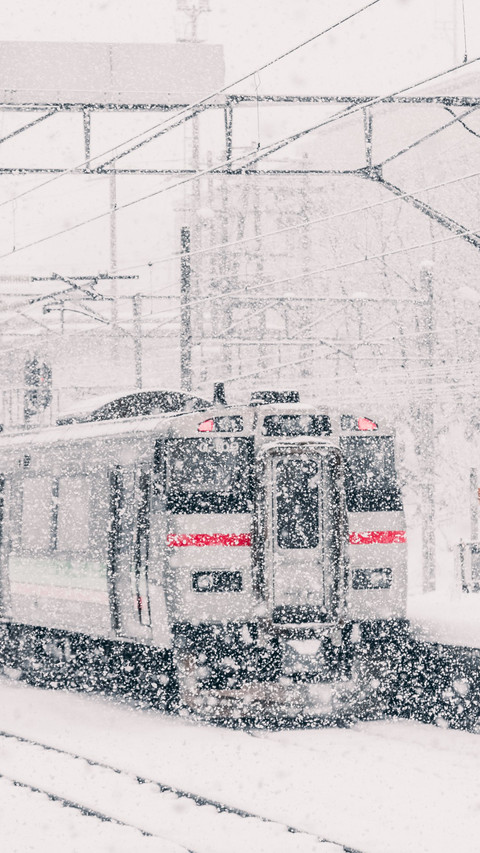 Winter view of the silver train at Otaru Station preview
