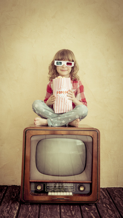 Cute Girl with Ancient TV preview