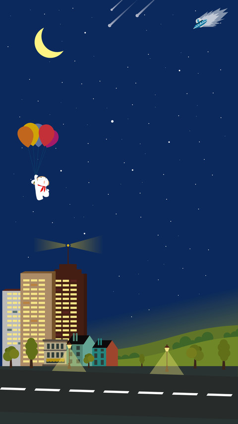 city night with flying bunny preview